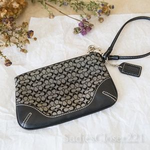 Coach Black Signature Canvas Wristlet
